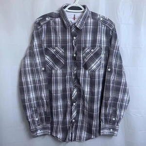 i Jeans By Buffalo Button Up Shirt Men's Large L Multicolor Plaid Long Sleeve